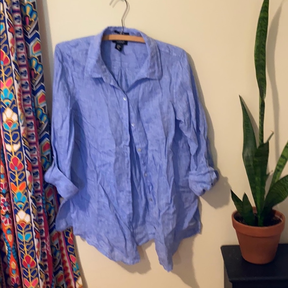 Jones & co linen chambray top